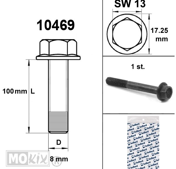 Flens Frame Bouten SW13 M8x100 Zwart (1) - Bollard