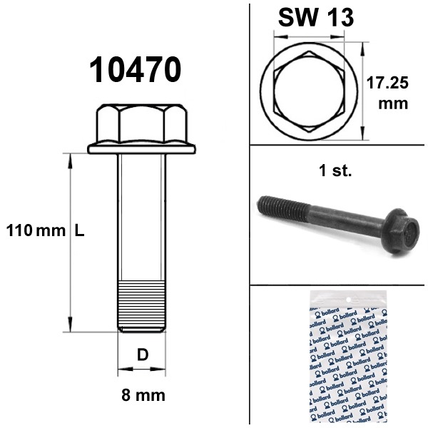 Flens Frame Bouten SW13 M8x110 Zwart (1) - Bollard