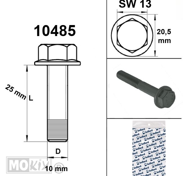 Flens Bout M10x1.25x25 Zwart (1) - Bollard