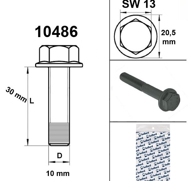 Flens Bout M10x1.25x30 Zwart (1) - Bollard