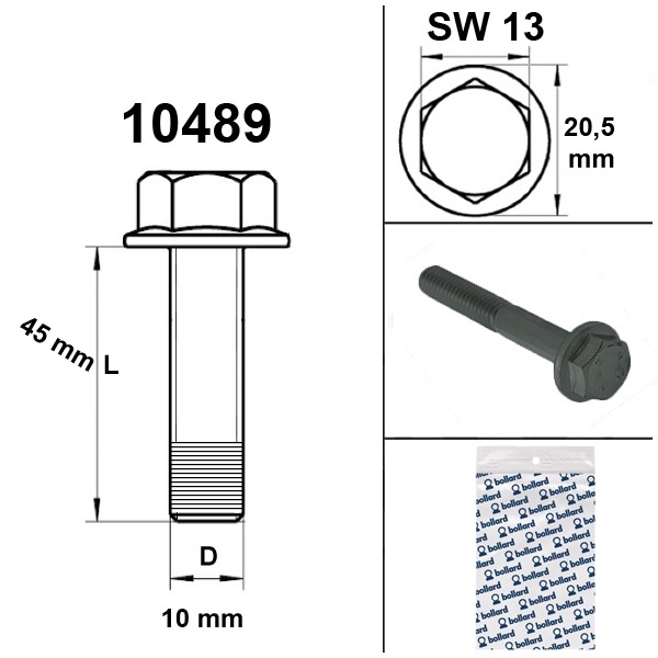 Flens Bout M10x1.25x45 Zwart (1) - Bollard