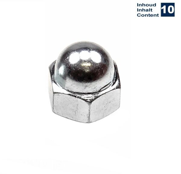 Moer M 8x 1.25 Dopmoer Chroom 10stuks - Bollard
