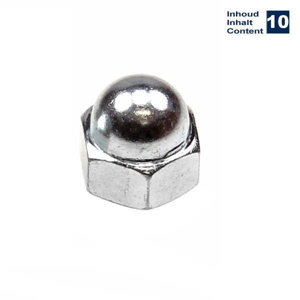 Moer M 8x 1.25 Dopmoer Chroom 10stuks - Bollard