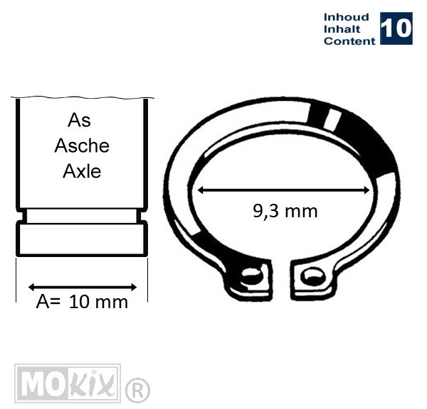 Circlip Uitwendig 10mm 10stuks - Bollard