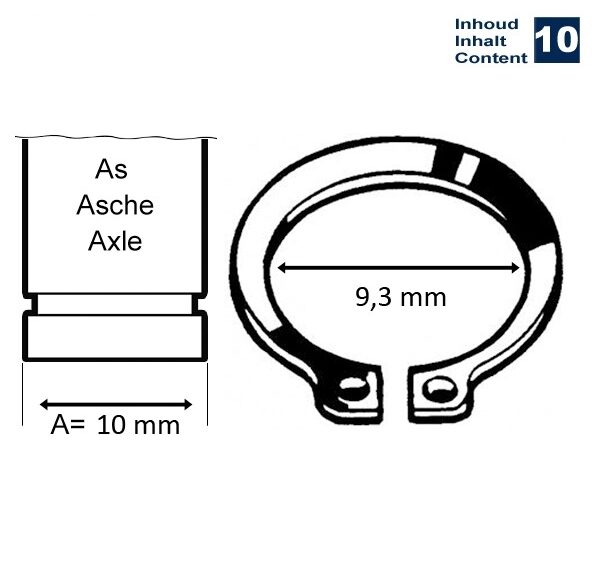 Circlip Uitwendig 10mm 10stuks - Bollard