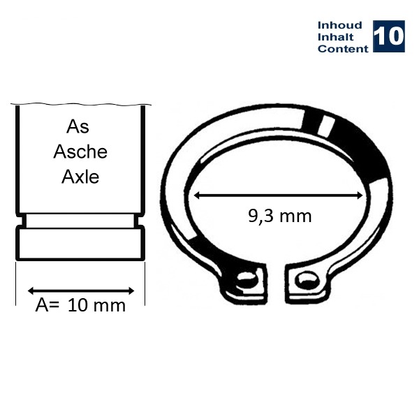 Circlip Uitwendig 10mm 10stuks - Bollard