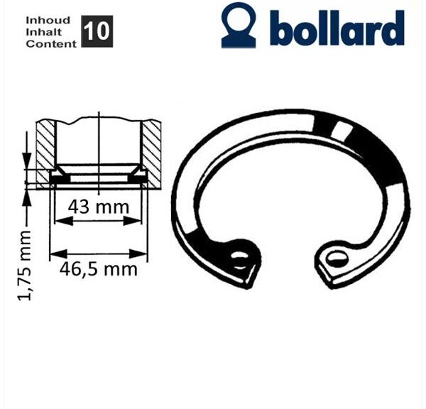 Circlip Inwendig 43mm (10) - Bollard