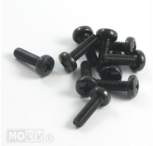 Metaalschroef M6x30 Kruiskop Zwart 10stuks - Bollard