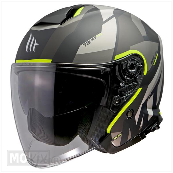 Helm JET Thunder 3 SV BOW Zwart/Geel S - MT Helmets