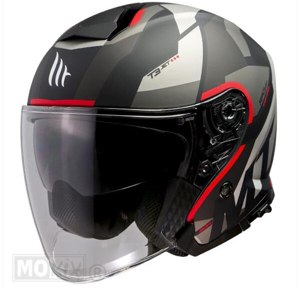 Helm JET Thunder 3 SV BOW Zwart/Rood         S - MT Helmets
