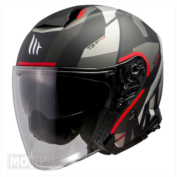 Helm JET Thunder 3 SV BOW Zwart/Rood S - MT Helmets
