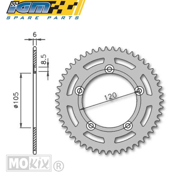 Hinteres Ritzel Aprilia RX03 420 105mm 5g 48t IGM"