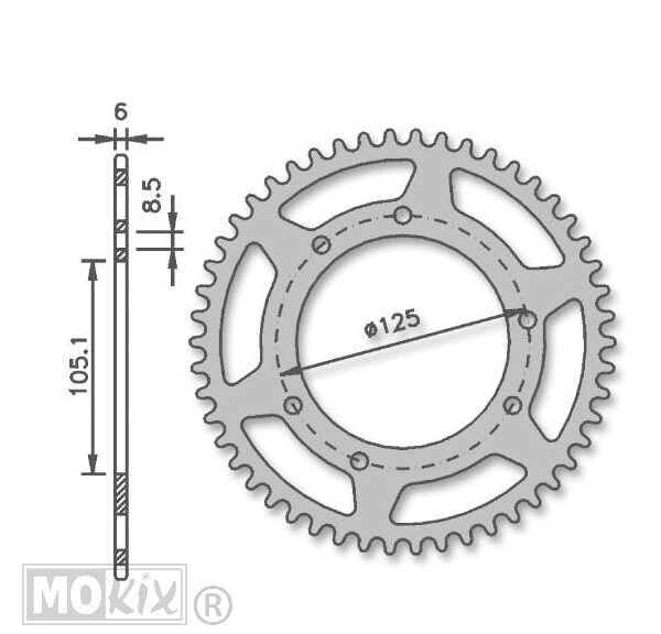 Achtertandwiel RIE MRX/SMX DE SEN-R nt105mm 6g 60t - IGM