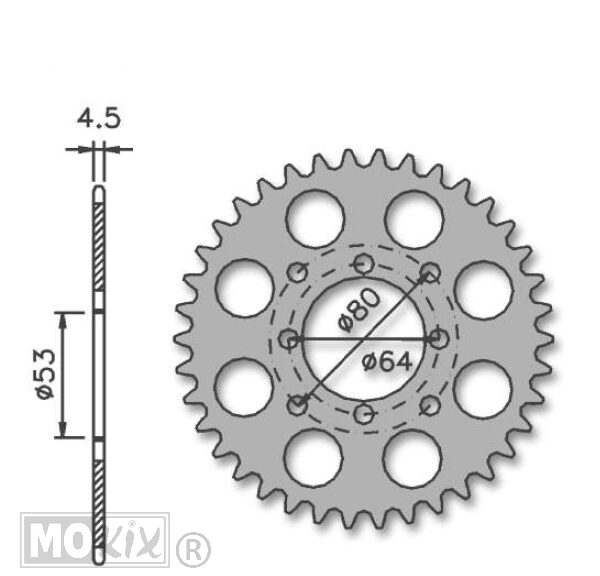 1310-1416 ACHTERTANDWIEL DER VAR/DS50 53mm 2x4g 36t 415 IGM
