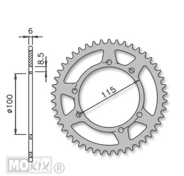 1370-7590 ACHTERTANDWIEL BETA/MH/GILERA 420 100mm 6g 50t IGM