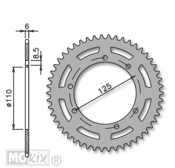 Achtertandwiel Suzuki RMX50/SMX50 110mm 6g 38t IGM