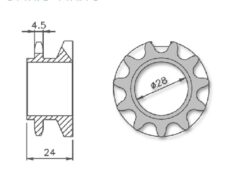 Voortandwiel Peugeot 103 SP/MVL 13 Tands IGM