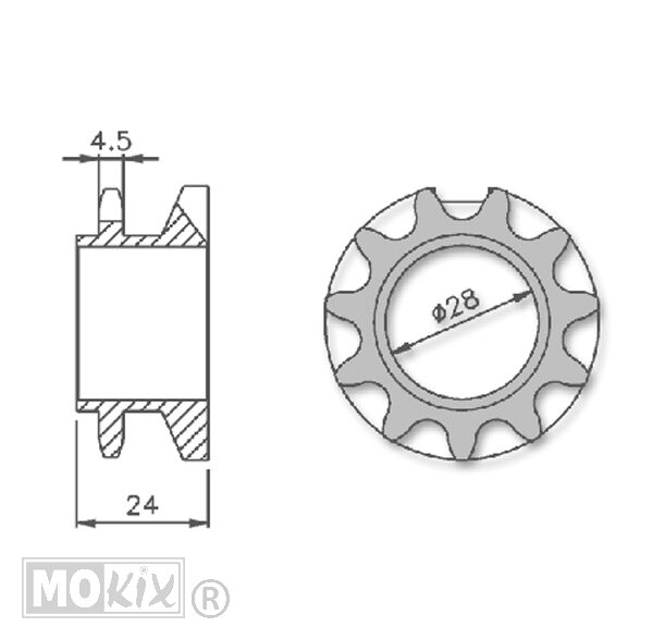 Voortandwiel Peugeot 103 SP/MVL 12 Tands IGM