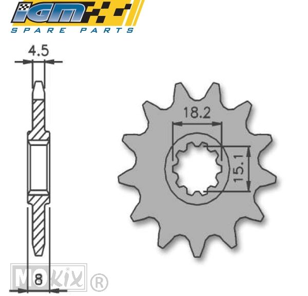 Voortandwiel MIN AM345/APR Classic 415 13t IGM