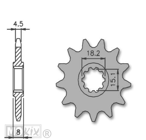 Voortandwiel MIN AM345/APR Classic 415 13t IGM
