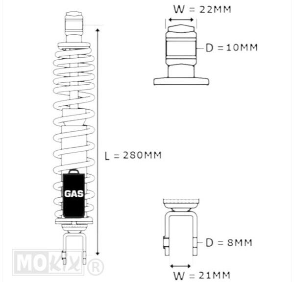 Schokbreker IGM Yamaha NEO'S/Aerox 280mm (1)