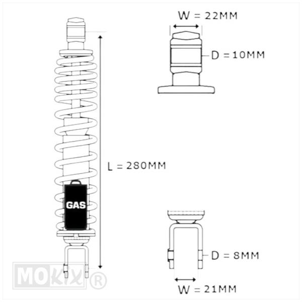 Schokbreker IGM Yamaha NEO'S/Aerox 280mm (1)