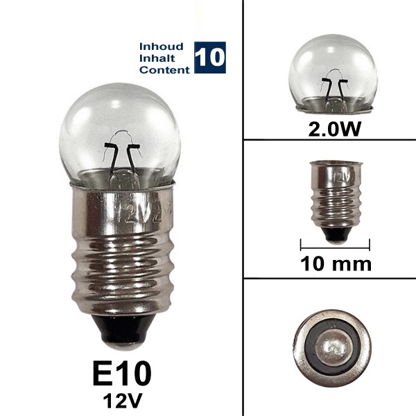 Lamp E10 12V 3.0W Flosser (10)