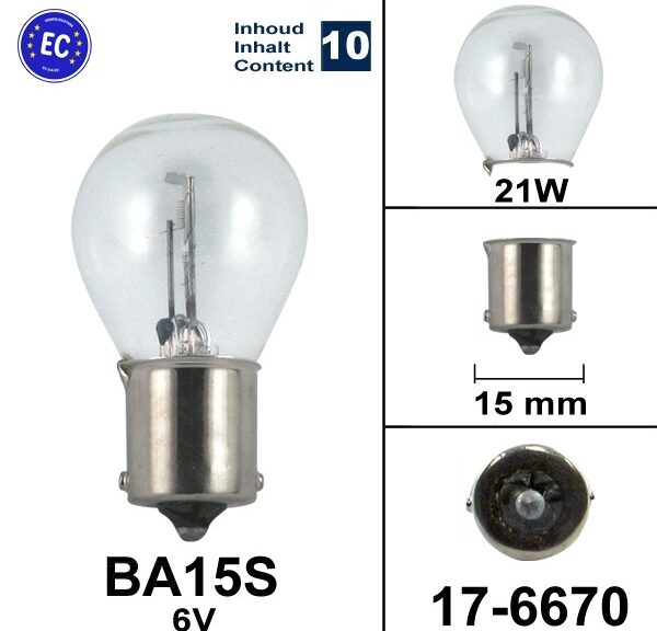 Lampe BA15S 6V 21W Flosser CE (10)
