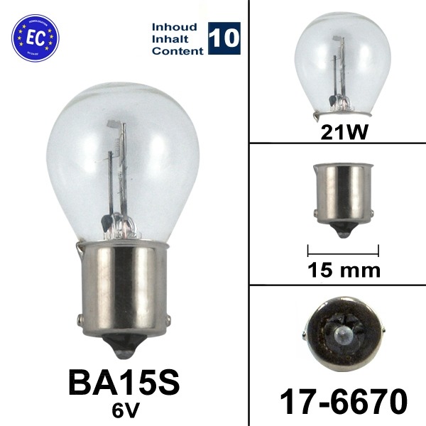 Lamp BA15S 6V 21W Flosser CE (10)