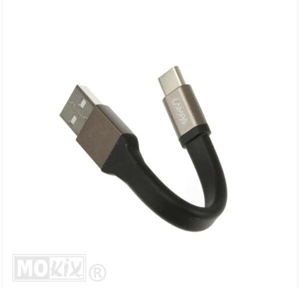 Laadsnoer 10cm / Sleutelhanger USB>Type C - Lampa