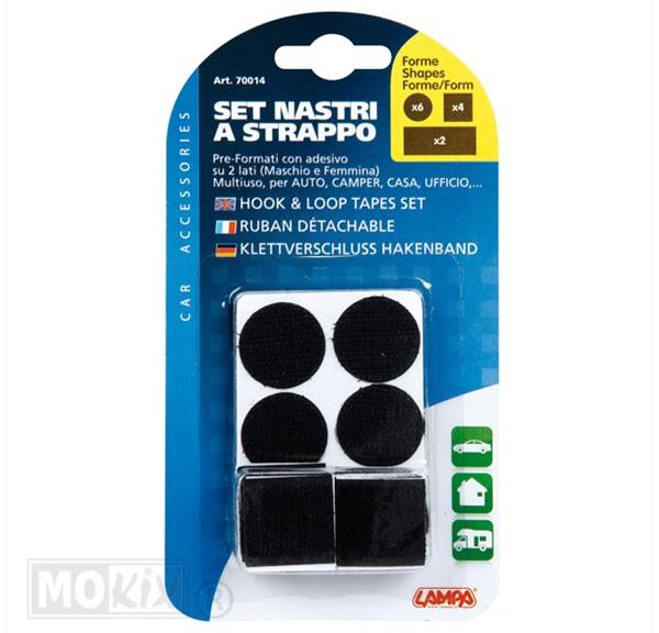 Tape MET Klittenband Rond/Hoek SET 12stuks Lampa