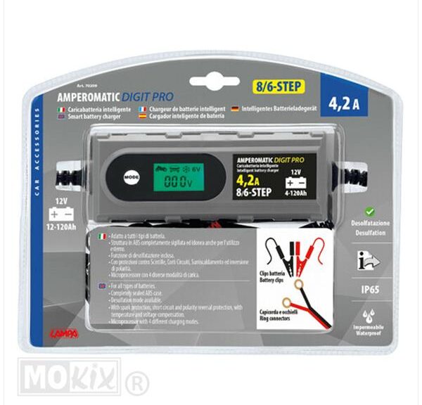 Batterioplader Digital 12V 4.2 Amp (4-120Ah) CE Lampa