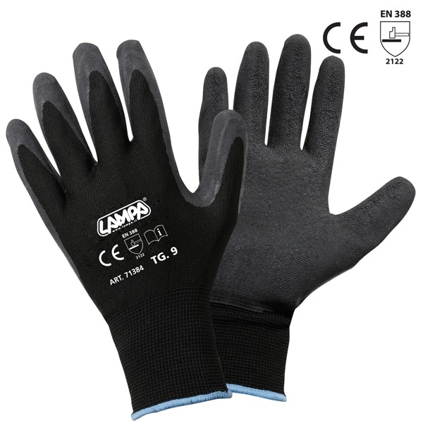 Werkhandschoenen Latex Coated Zwart (Mt 9) (1) - Lampa