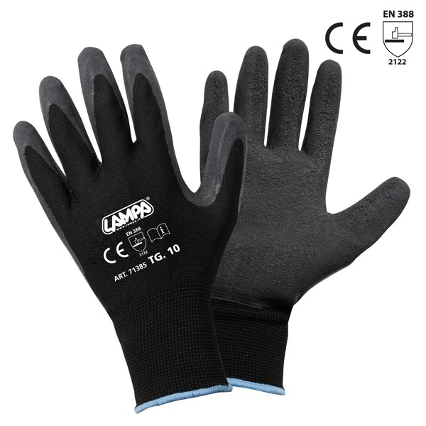 Werkhandschoenen Latex Coated Zwart (Mt 10) (1) - Lampa