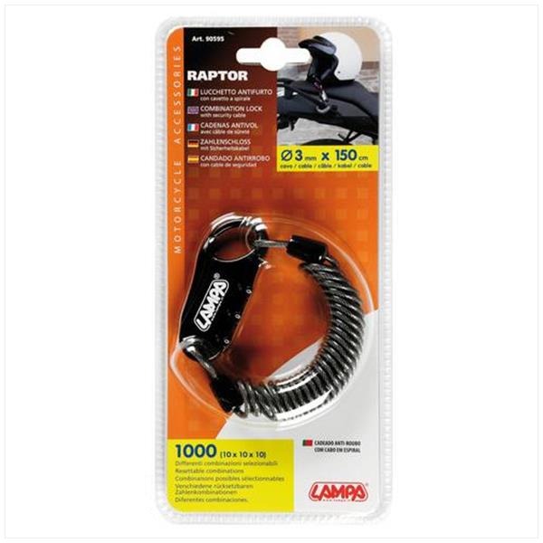 Kabel Slot Helm 3mm x150cm Lampa Spiraal Grijs