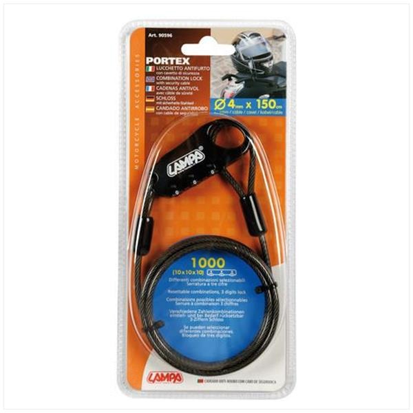 Kabel Slot Helm 4mm x150cm Lampa Staalkabel Grijs