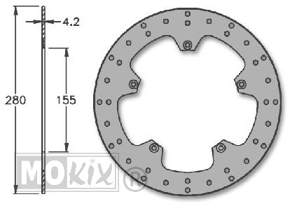 Remschijf APR RS50/YAMAHA TZR Voor 280x155x4.2 IGM
