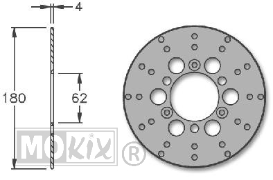 Remschijf Derbi Senda 1998> Achter 180x62x4 IGM