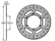 Remschijf Rieju RS1 Race Voor 260x105.2x3.5 IGM