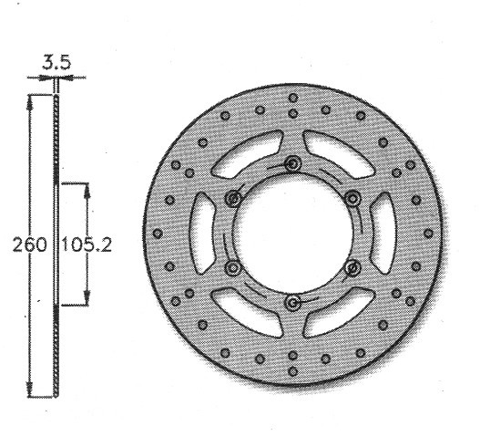 Remschijf Rieju RS1 Race Voor 260x105.2x3.5 IGM
