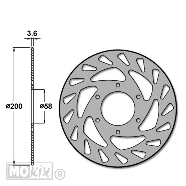 Remschijf Rieju SMX/RRX 50 Achter 200x58x3.6 IGM