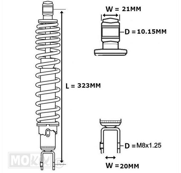 Schokbreker PEU Tweet/SYM Symphony 125 Zwart Forsa