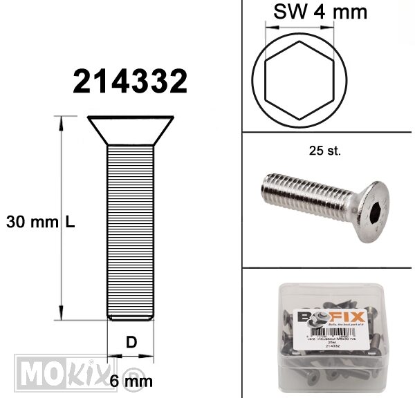 Verzonken Bout Inbus M6x30 RVS (25)