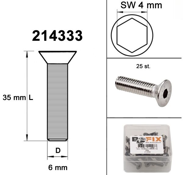 Verzonken Bout Inbus M6x35 RVS (25)