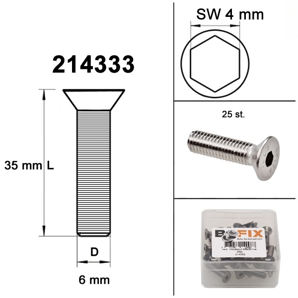 Verzonken Bout Inbus M6x35 RVS (25)