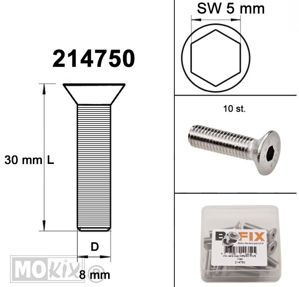 Verzonken Bout Inbus M8x30 RVS (10)