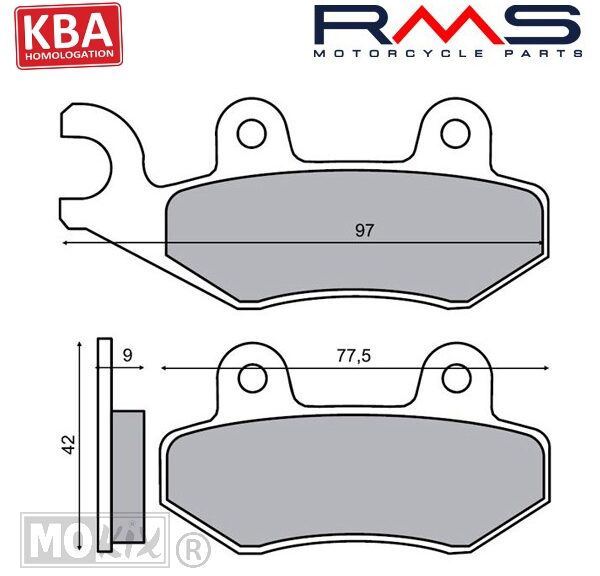 Remblokset RMS (Kymco Vitality/Agility) Voor CE