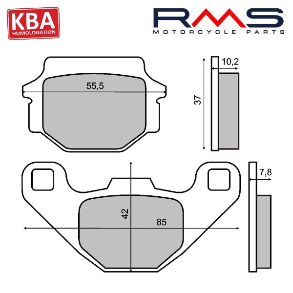 Remblokset RMS (Malaguti F10/PEUGEOT Squab/SV) CE