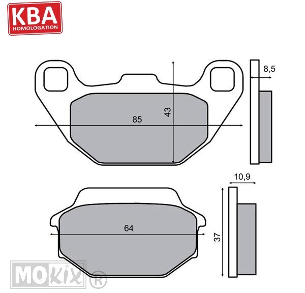 22 510 2710 REMBLOKSET RMS (KYMCO PEOPLE) VOOR CE