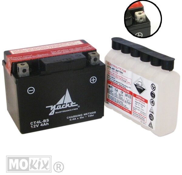Bateria CT 4L-BS (YT 4L-BS) + Pacote de Ácido 113x70x88 - Iate